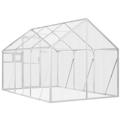 vidaXL Volière 1,79x3x1,85 m aluminium zilverkleurig