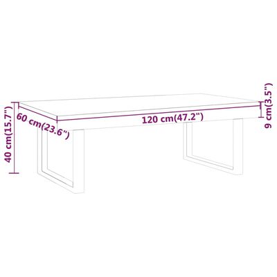 vidaXL Salontafel 120x60x40 cm MDF en ijzer donkerbruin en zwart