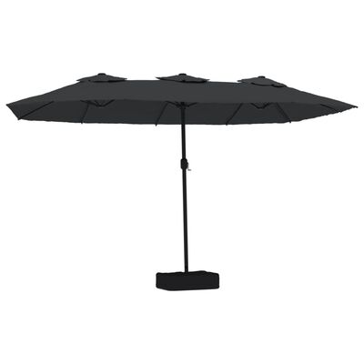 vidaXL Parasol dubbel dak met LED 449x245 cm zwart