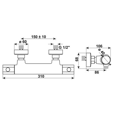 CORNAT Badmengkraan DERVAL thermostatisch chroom