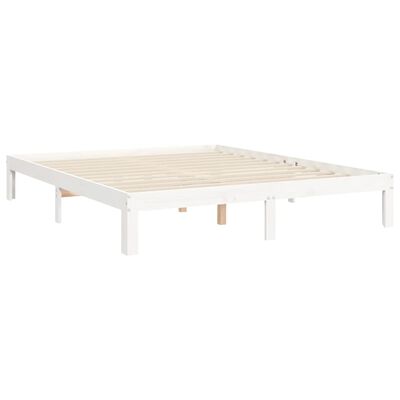 vidaXL Bedframe met hoofdbord massief hout wit