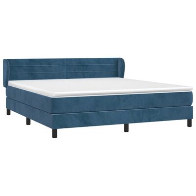 vidaXL Boxspring met matras fluweel donkerblauw 160x200 cm