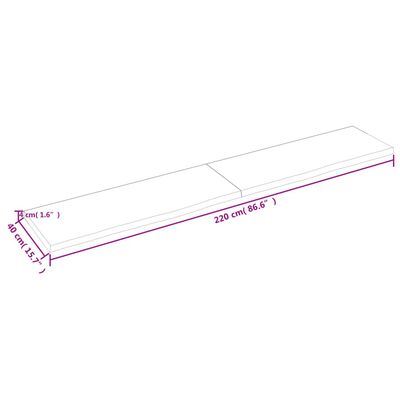 vidaXL Wastafelblad 220x40x(2-4) cm behandeld massief hout donkerbruin