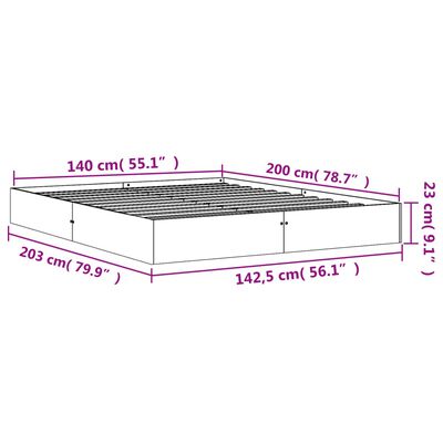 vidaXL Bedframe zonder matras massief grenenhout wasbruin 140x200 cm