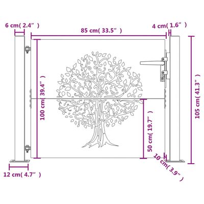 vidaXL Poort 105x105 cm boomontwerp cortenstaal