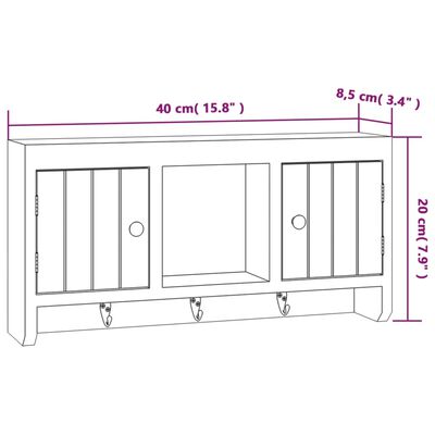 vidaXL Sleutelkastje 40x8,5x20 cm bewerkt hout en staal wit