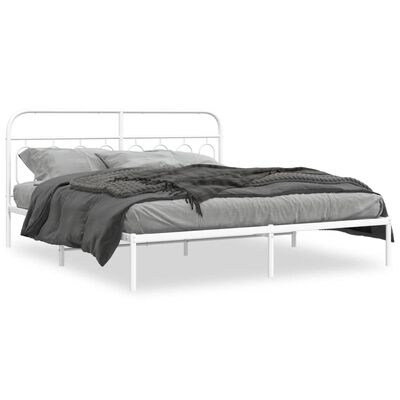 vidaXL Bedframe met hoofdbord metaal wit 183x213 cm