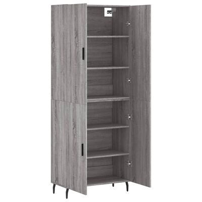 vidaXL Hoge kast 69,5x34x180 cm bewerkt hout grijs sonoma eikenkleurig