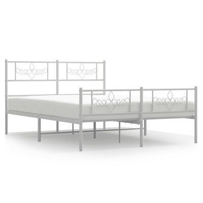 vidaXL Bedframe met hoofd- en voeteneinde metaal wit 140x190 cm