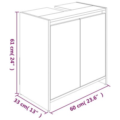 vidaXL Badkamerkast 60x33x61 cm bewerkt hout grijs sonoma eikenkleurig