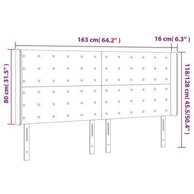 vidaXL Hoofdbord met randen 163x16x118/128 cm fluweel zwart