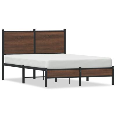 vidaXL Bedframe met hoofdbord metaal bruin eikenkleurig 120x190 cm