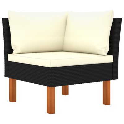 vidaXL 5-delige Loungeset met kussens poly rattan zwart