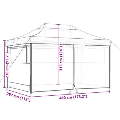 vidaXL Partytent inklapbaar pop-up met 4 zijwanden terracottakleurig