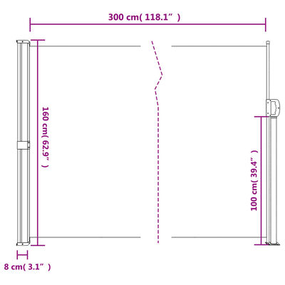 vidaXL Windscherm uittrekbaar 160x300 cm rood