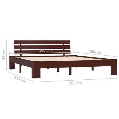 vidaXL Bedframe massief grenenhout donkerbruin 180x200 cm