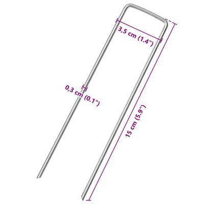 vidaXL Grondharingen 25 st U-vormig 15x3,5 cm gegalvaniseerd staal