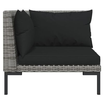 vidaXL 10-delige Loungeset met kussens poly rattan donkergrijs