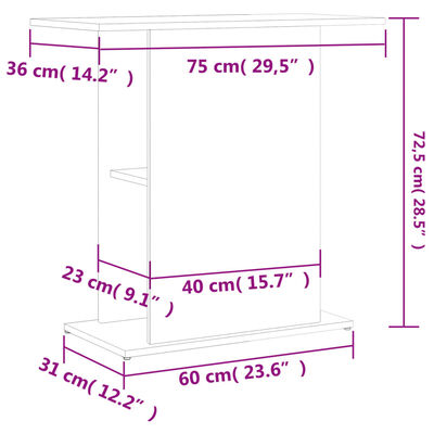 vidaXL Aquariumstandaard 75x36x72,5 cm bewerkt hout betongrijs