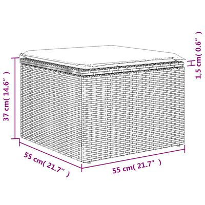 vidaXL 6-delige Loungeset met kussens poly rattan lichtgrijs