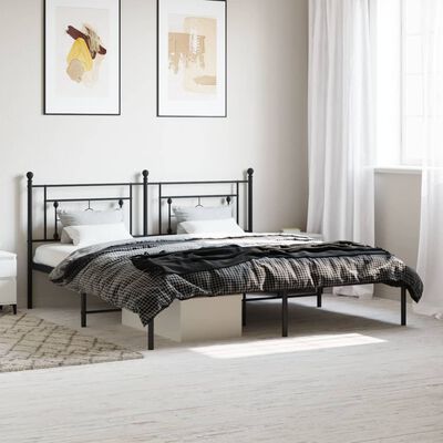 vidaXL Bedframe met hoofdbord metaal zwart 183x213 cm