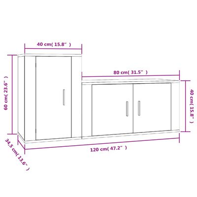 vidaXL 2-delige Tv-meubelset bewerkt hout betongrijs