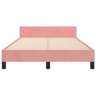 vidaXL Bedframe met hoofdeinde fluweel roze 120x200 cm