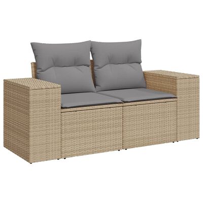 vidaXL 10-delige Loungeset met kussens poly rattan beige