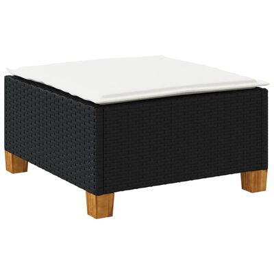 vidaXL Tuinkruk met kussen 63,5x56x32 cm poly rattan zwart