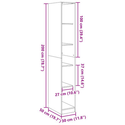 vidaXL Kledingkast 30x50x200 cm bewerkt hout betongrijs