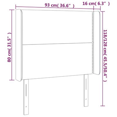 vidaXL Hoofdbord met randen 93x16x118/128 cm kunstleer grijs