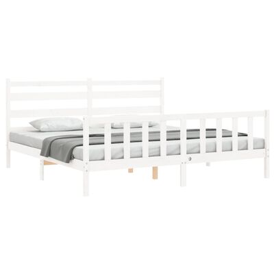 vidaXL Bedframe met hoofdbord massief hout wit 180x200 cm