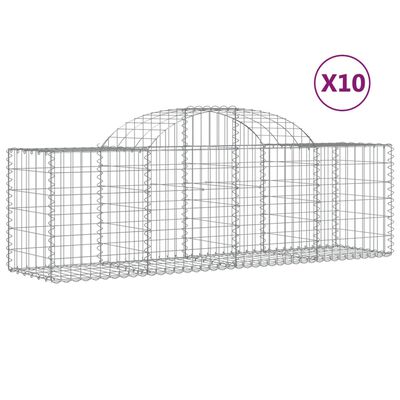 vidaXL Schanskorven 10 st gewelfd 200x50x60/80 cm gegalvaniseerd ijzer