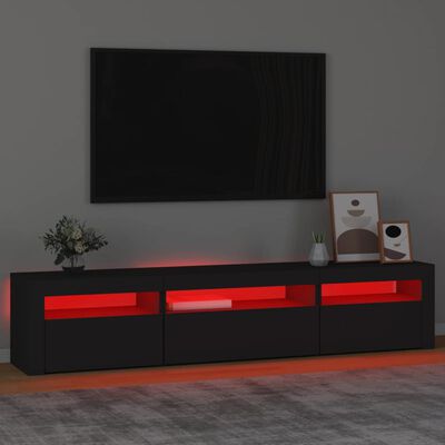 vidaXL Tv-meubel met LED-verlichting 195x35x40 cm zwart