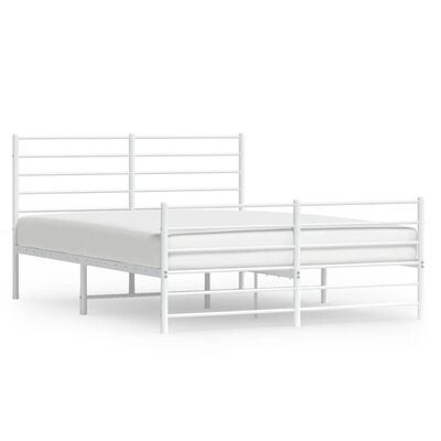 vidaXL Bedframe met hoofd- en voeteneinde metaal wit 150x200 cm