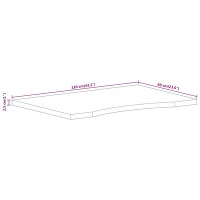 vidaXL Bureaublad met ronding 110x60x2,5 cm massief ruw mangohout