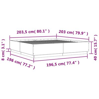 vidaXL Bedframe met LED-verlichting sonoma eiken 200x200 cm