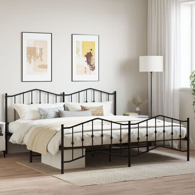 vidaXL Bedframe met hoofd- en voeteneinde metaal zwart 200x200 cm