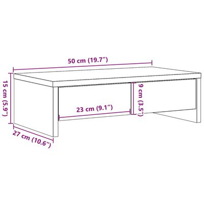 vidaXL Monitorstandaard met lades 50x27x15 cm bewerkt hout oud hout