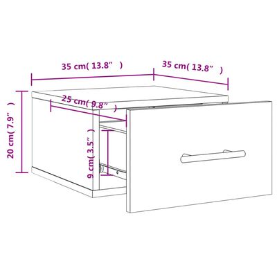 vidaXL Nachtkastje wandgemonteerd 35x35x20 cm betongrijs