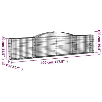 vidaXL Schanskorven 10 st gewelfd 400x30x80/100 cm ijzer