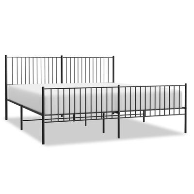 vidaXL Bedframe met hoofd- en voeteneinde metaal zwart 200x200 cm