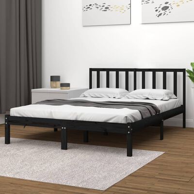 vidaXL Bedframe massief grenenhout zwart 200x200 cm