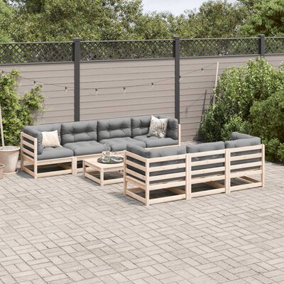 vidaXL 8-delige Loungeset met kussens massief grenenhout