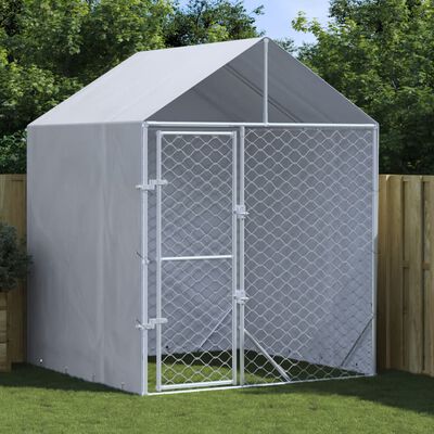 vidaXL Hondenkennel met dak 2x2x2,5 m gegalvaniseerd staal zilver