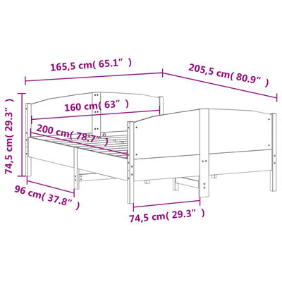 vidaXL Bedframe zonder matras massief grenenhout 160x200 cm