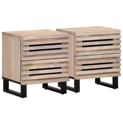 vidaXL Nachtkastjes 2 st 40x34x46 cm massief gebleekt mangohout