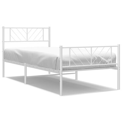 vidaXL Bedframe met hoofd- en voeteneinde metaal wit 90x200 cm