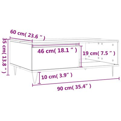 vidaXL Salontafel 90x60x35 cm bewerkt hout hoogglans wit