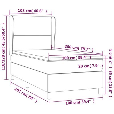 vidaXL Boxspring met matras fluweel donkergrijs 100x200 cm